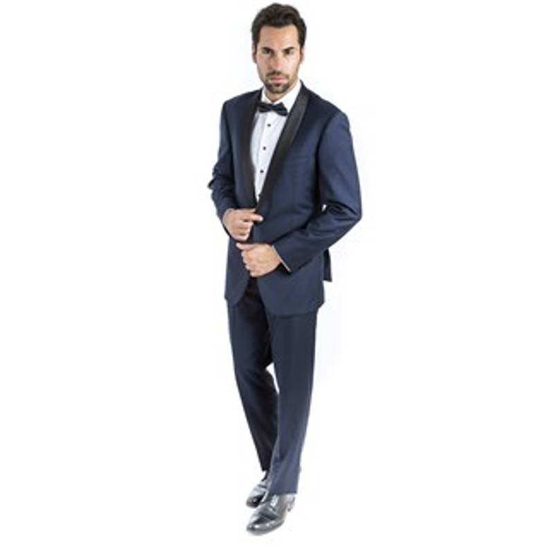 Navy Shawl Lapel Modern Fit Tuxedo- Super 150's - Dtailorstore