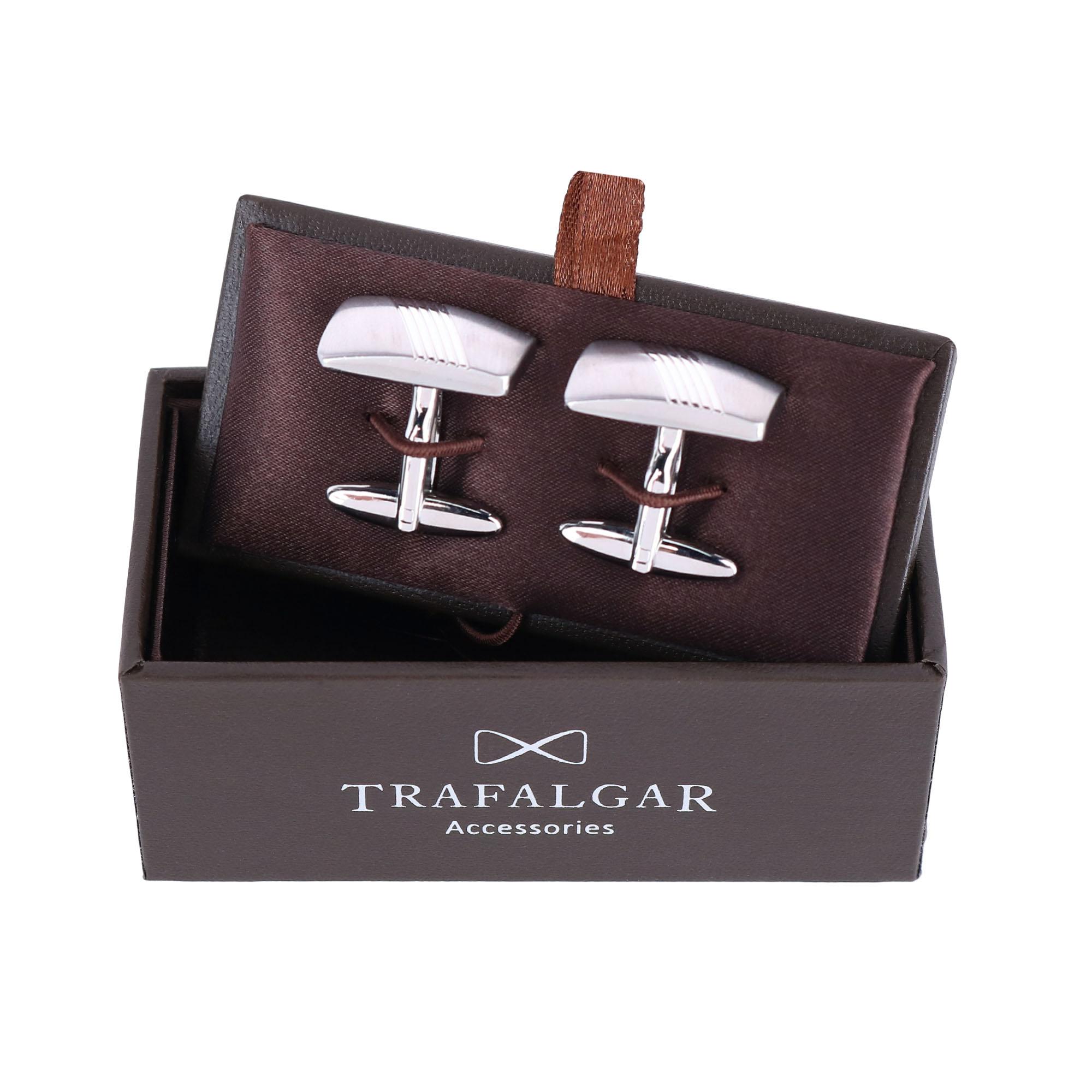 Diagonal Detailed Rhodium Cufflinks