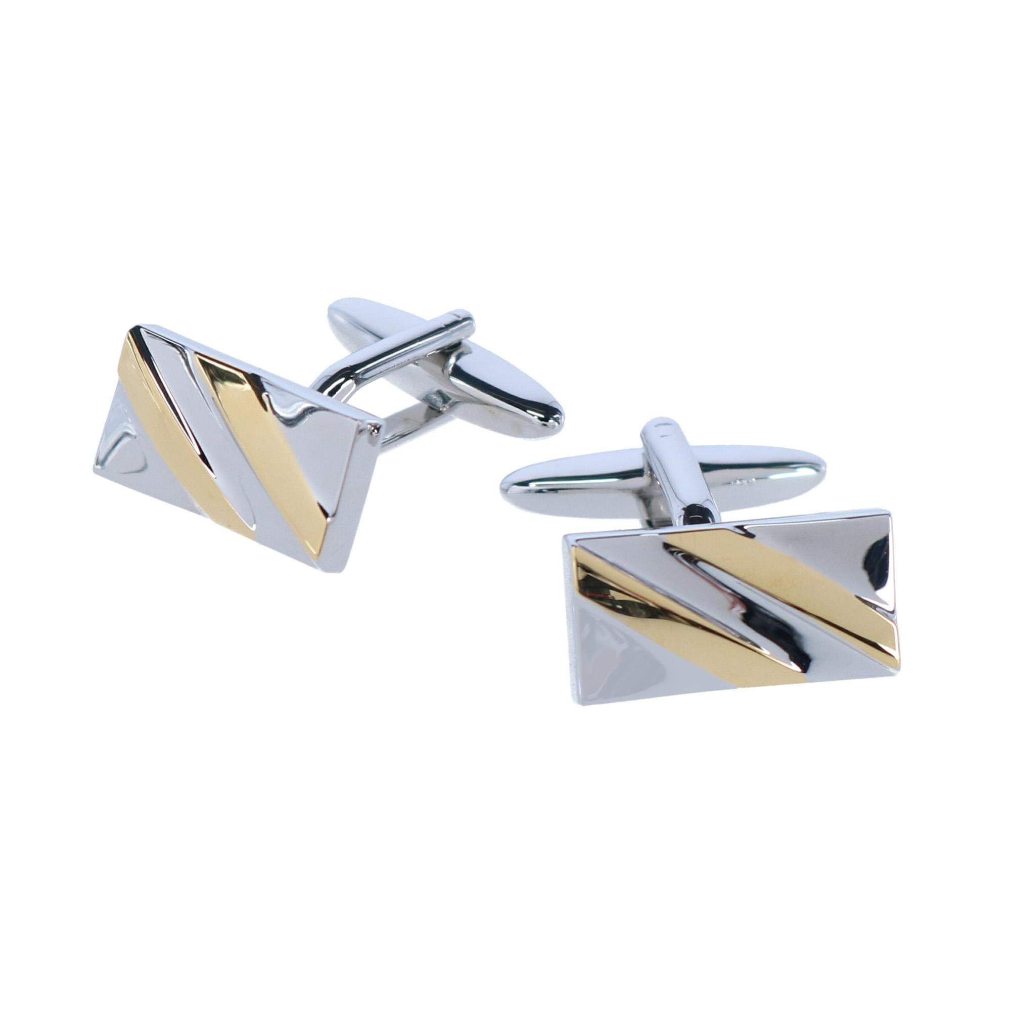 Rhodium and Gold Detailed Cufflinks