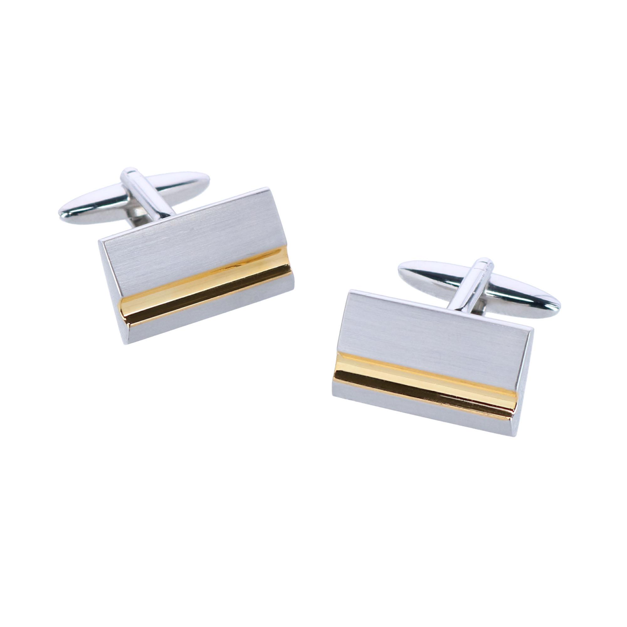 Stately Shiny Gold and Brushed Rhodium Cufflinks