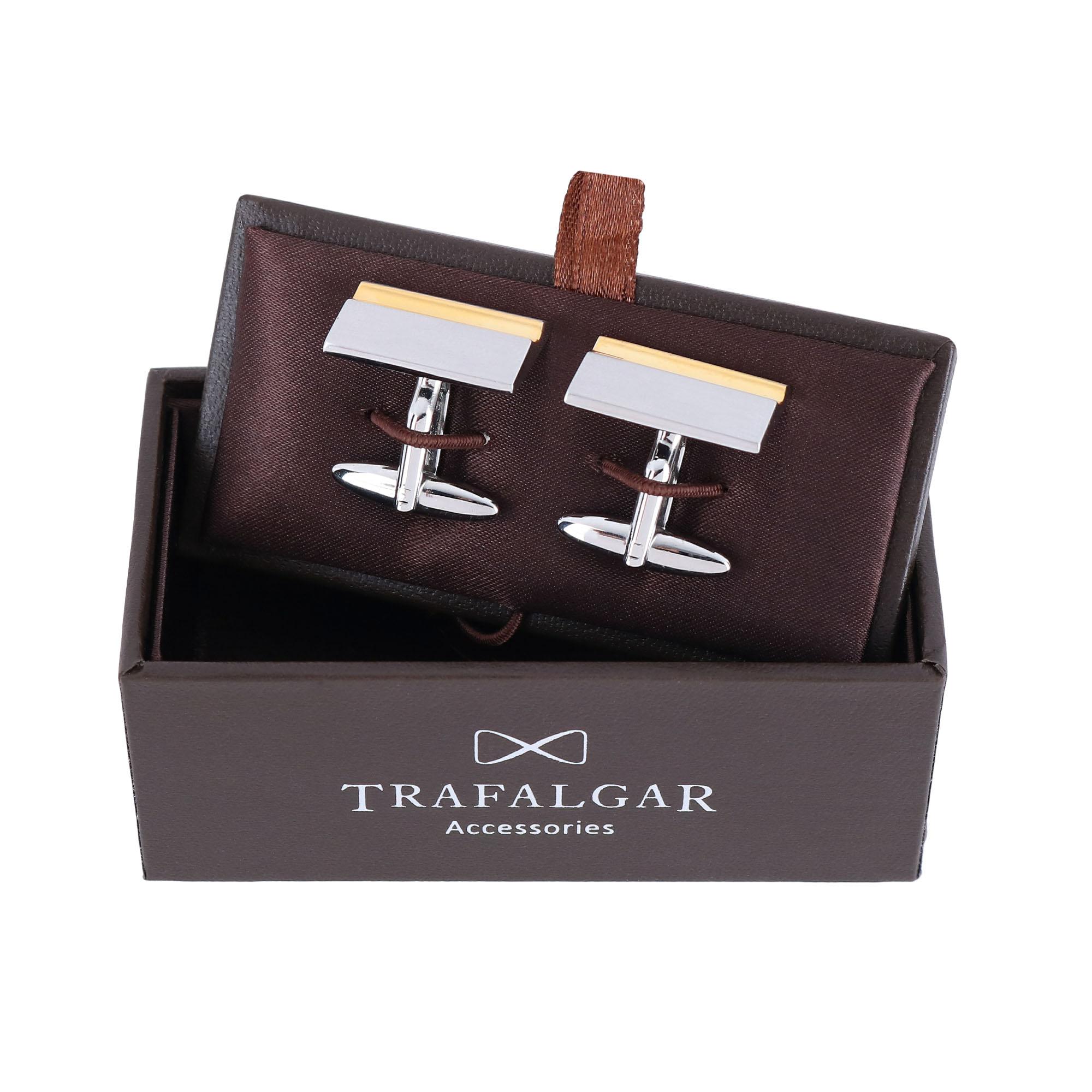 Stately Shiny Gold and Brushed Rhodium Cufflinks