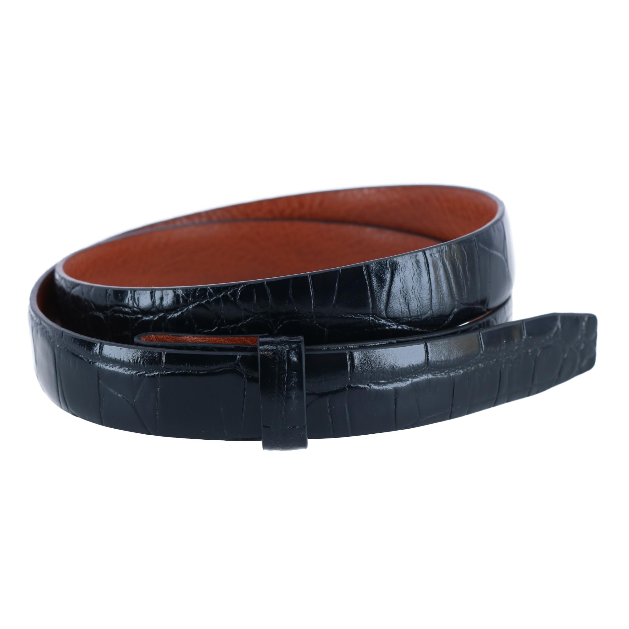 25mm Gator Embossed Leather Belt Strap