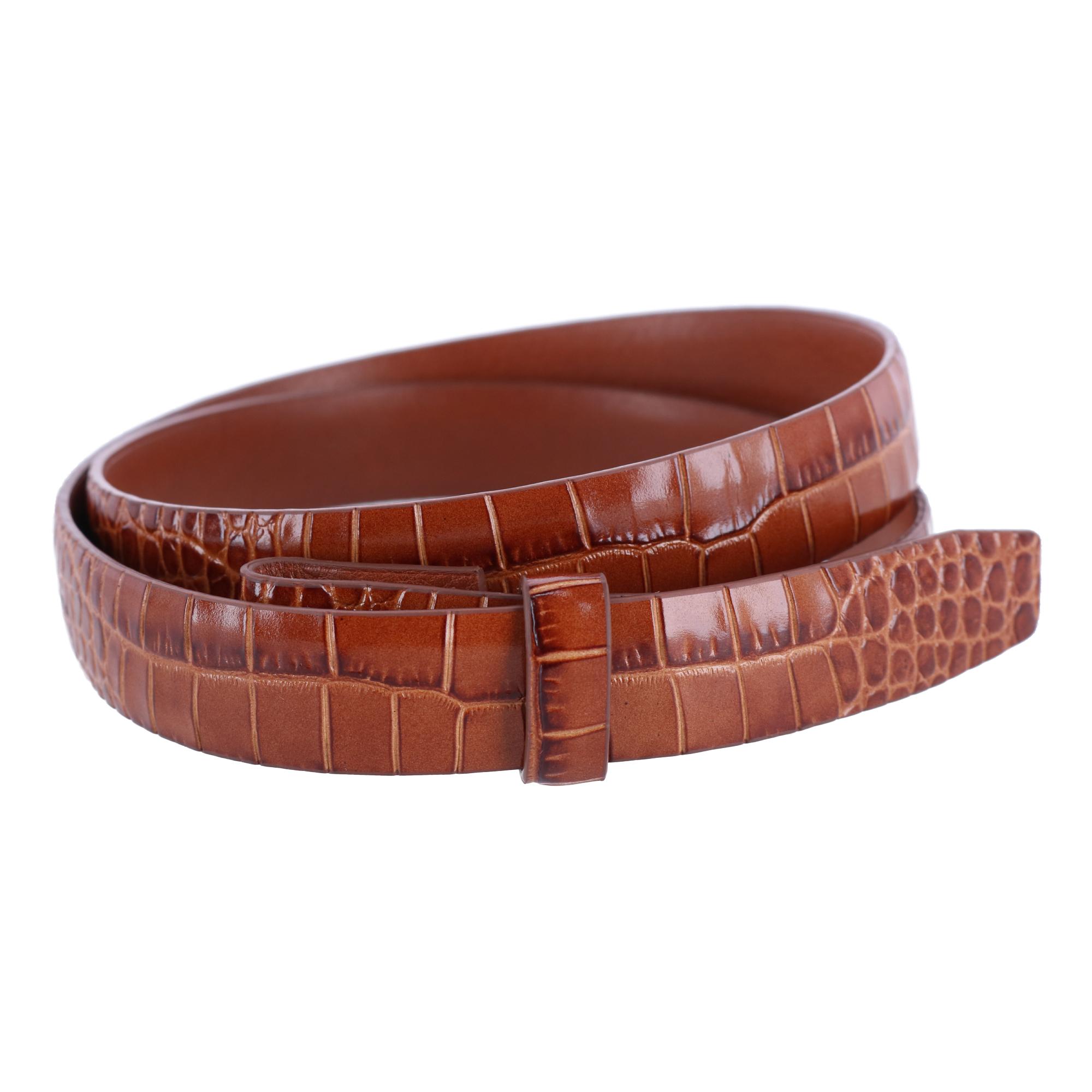 25mm Gator Embossed Leather Belt Strap