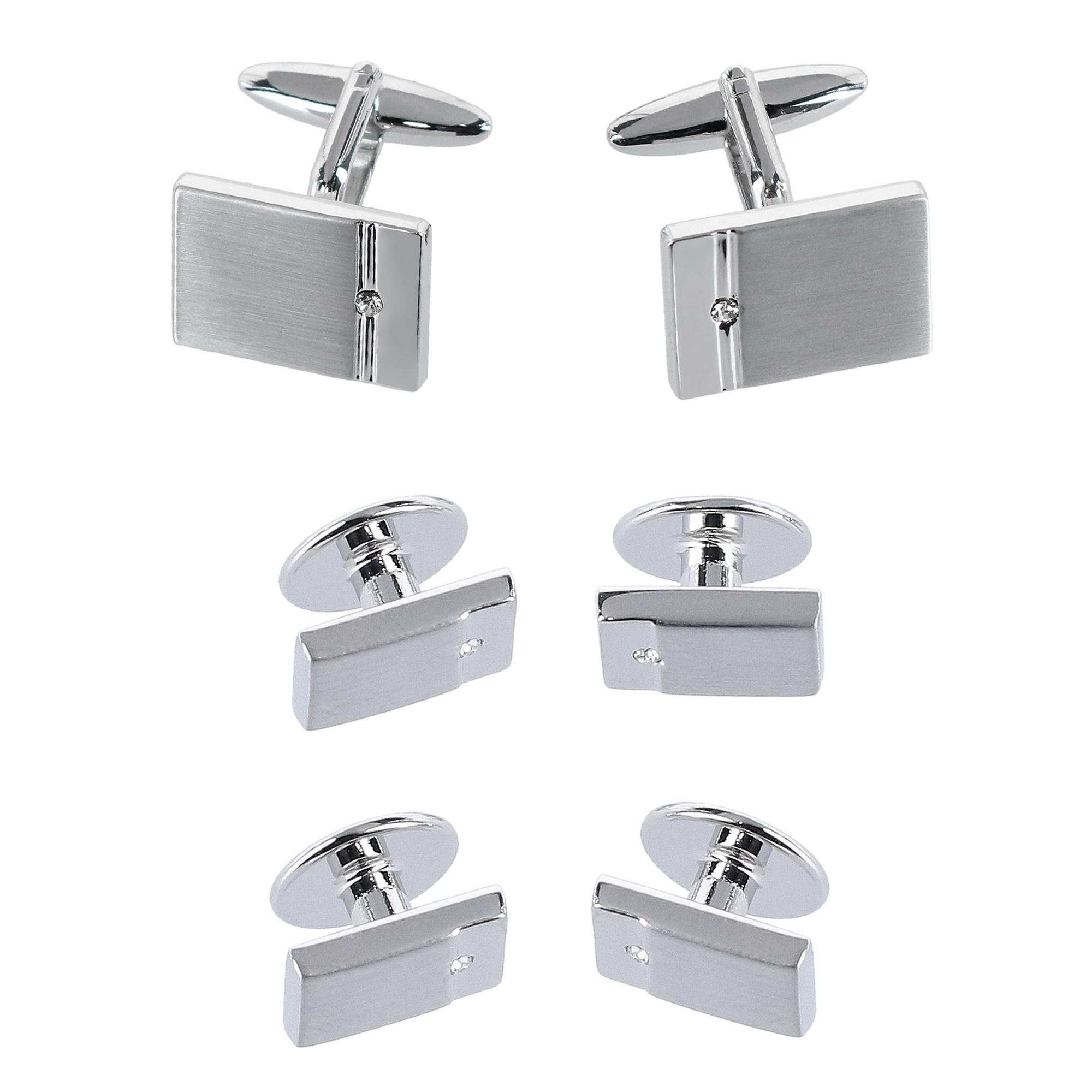 The Kingsley Rhodium with Czech Crystal Formal Set (Cufflinks & Tuxedo Studs)