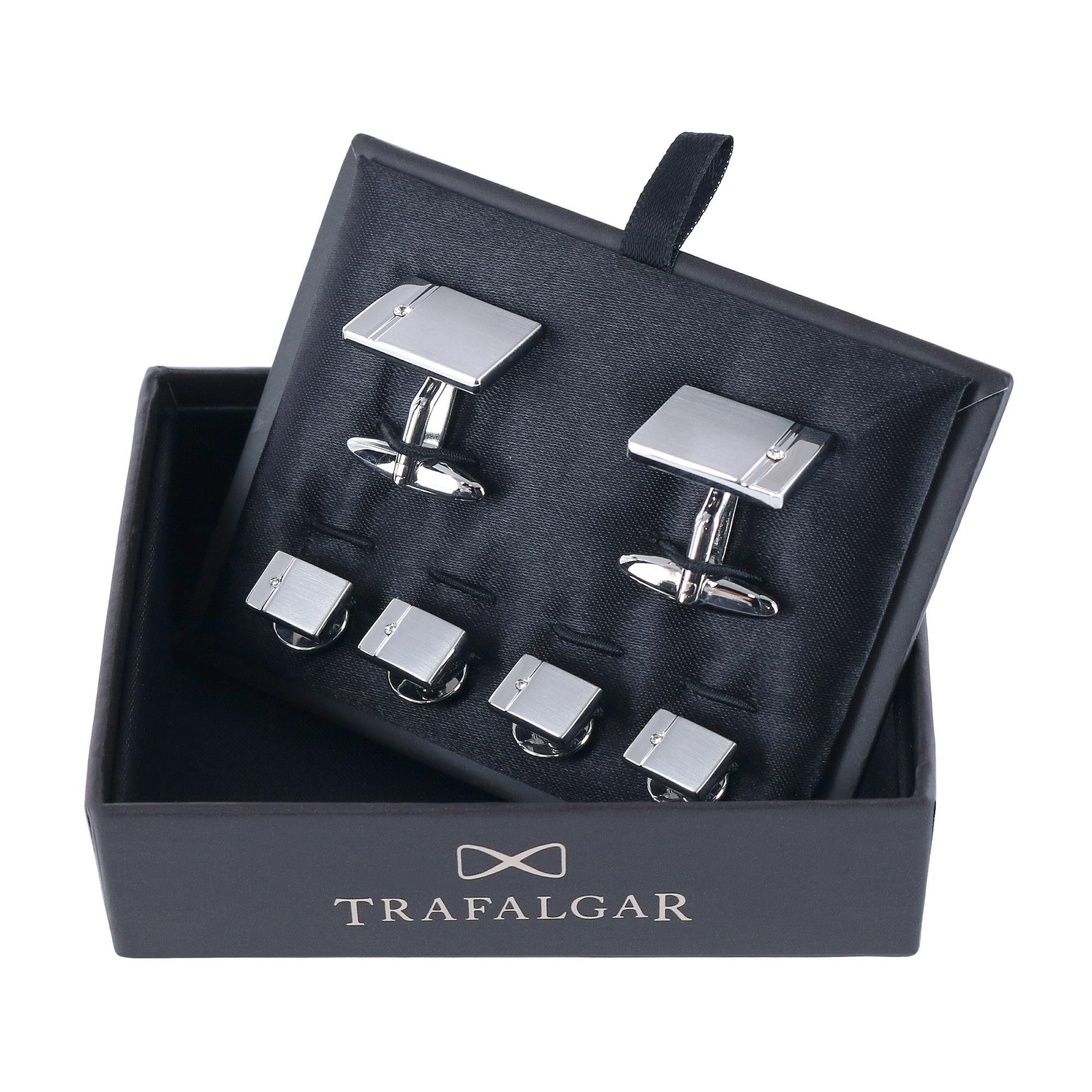 The Kingsley Rhodium with Czech Crystal Formal Set (Cufflinks & Tuxedo Studs)